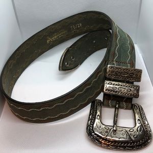Vintage Adoppia Vita Leather Belt Wide Embossed-Bourbon Brown/Silver-Women’s 28 ADOPPIA VITA Belts for Women on Sale up to 90% Off: Poshmark main image 3